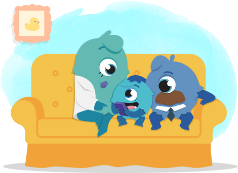 ClassDojo family characters sitting on a couch